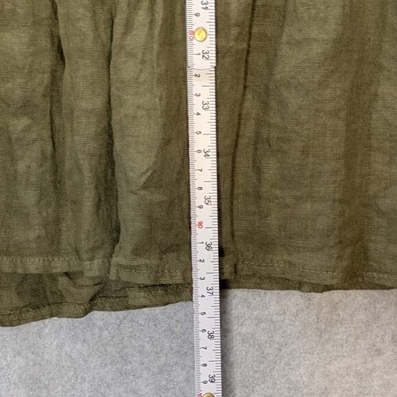 NWT Bellambra Italy Linen Dress M Olive Babydoll Tiered Roll Tab Oversized - Picture 7 of 15